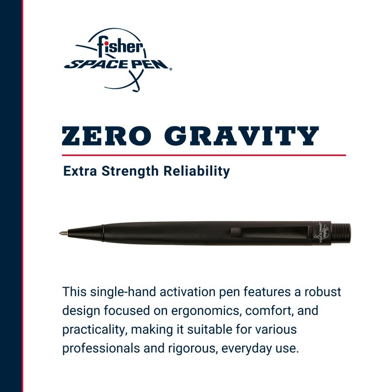 Fisher Space Pen Zero-Gravity Space Pen, Ballpoint, Matte Black Rubber Finish, Black Ink, Pocket Clip, Gift Box - Image 2